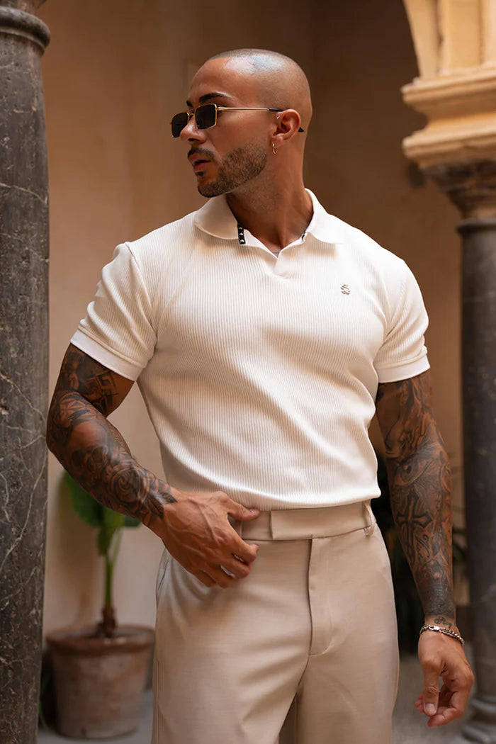 Portofino Ribbed Polo - White