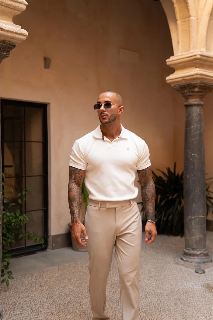 Portofino Ribbed Polo - White