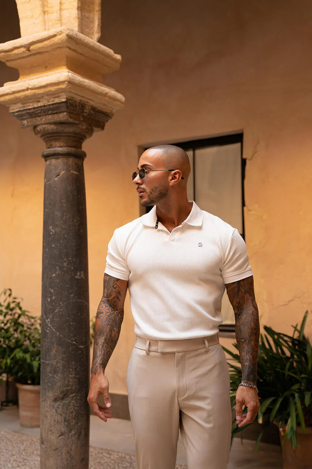 Portofino Ribbed Polo - White