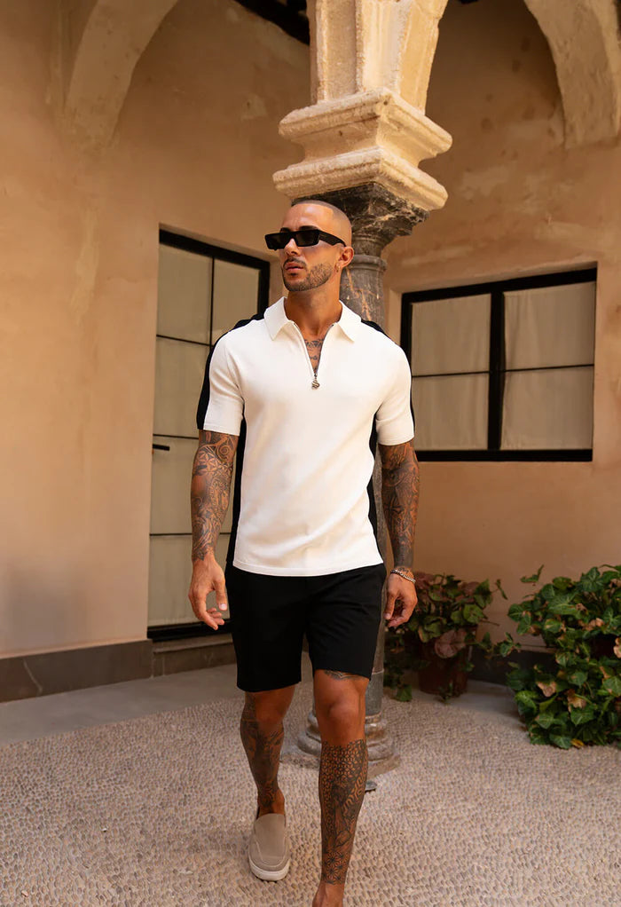 Sorrento Stripe Polo - White