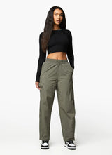 Gym King Utility Rib LS Crop Top - Black