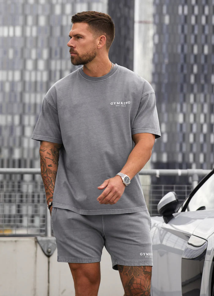 Gym King Est. Legacy Washed Tee - Washed Grey