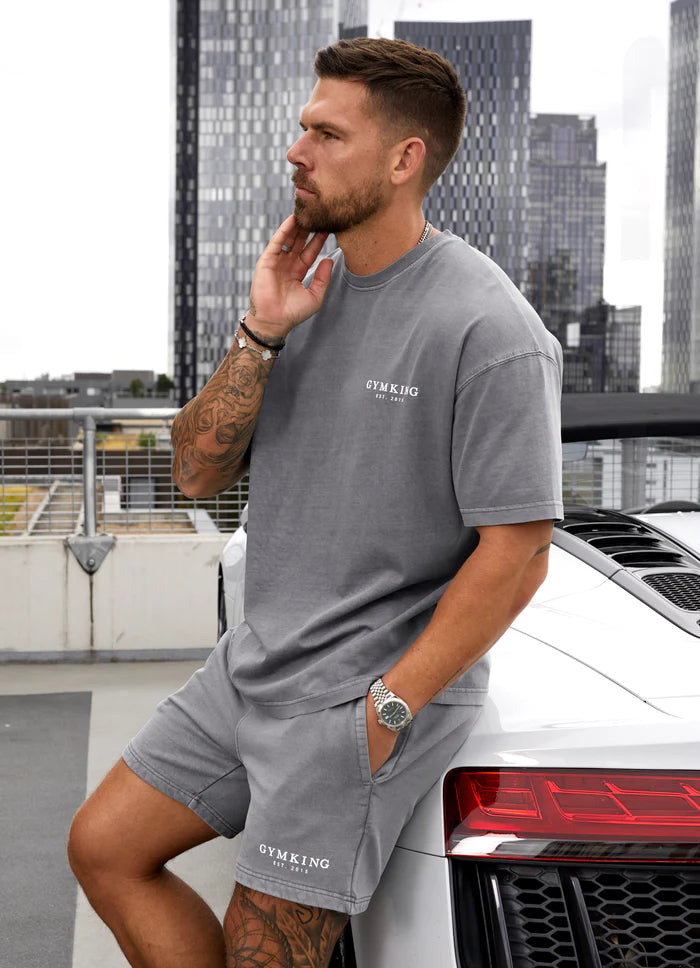 Gym King Est. Legacy Washed Tee - Washed Grey