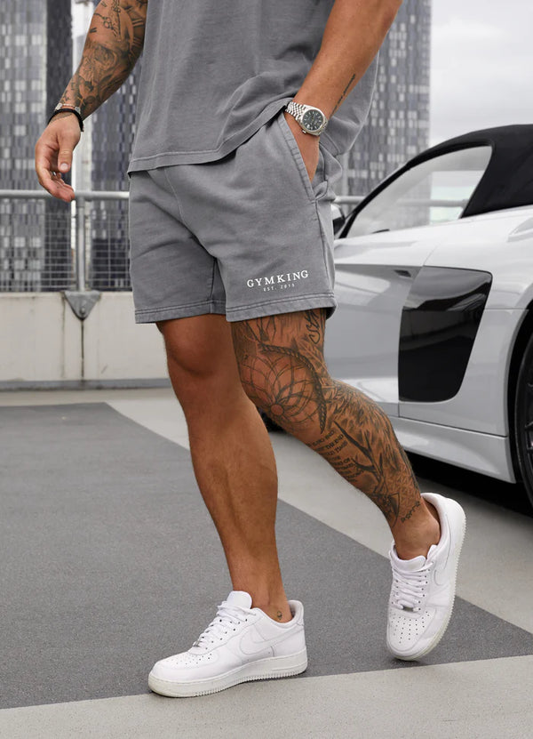 Gym King Est. Legacy Short - Washed Grey