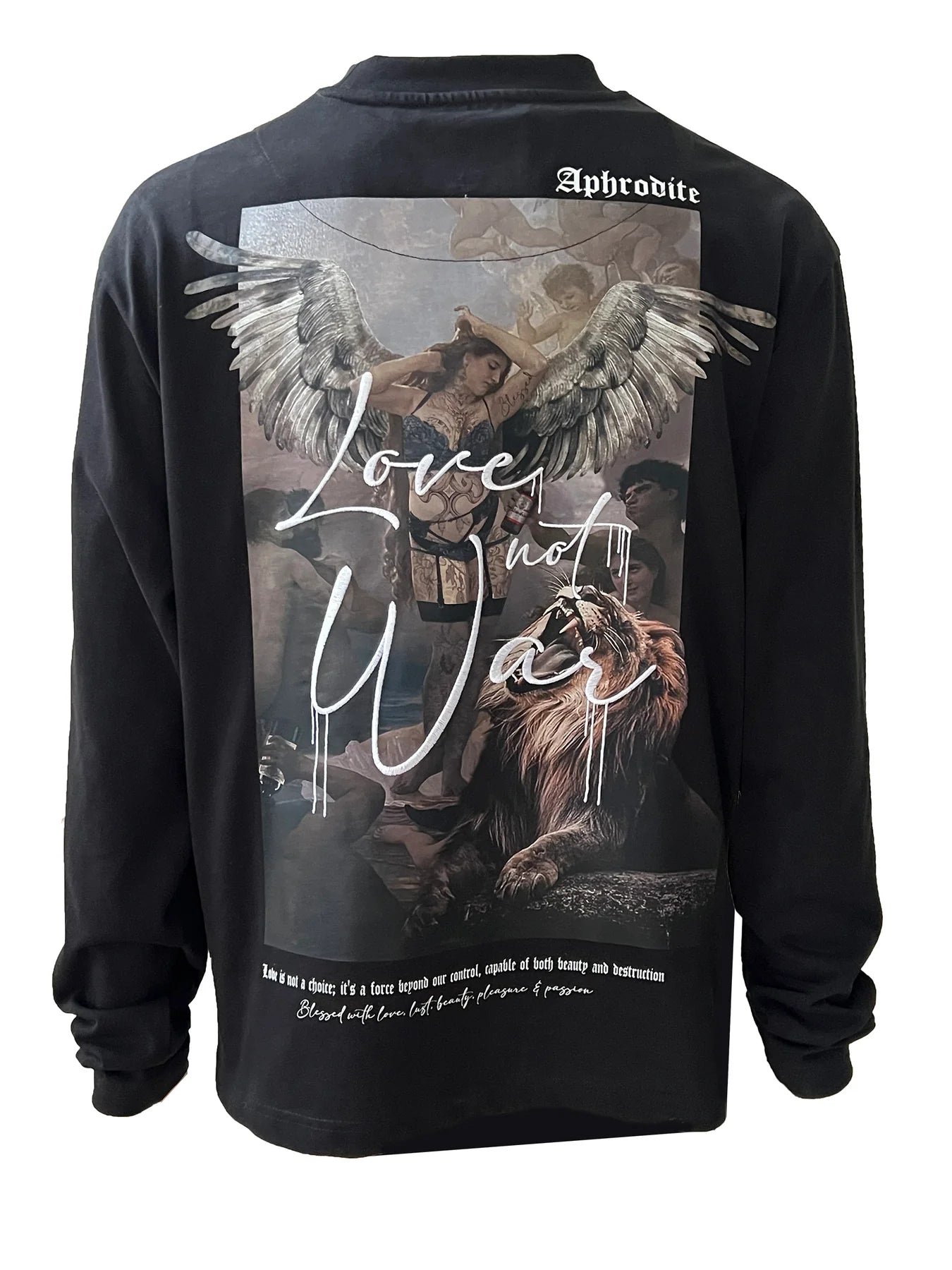 Blessed Aphrodite long sleeved boxy Tee - black