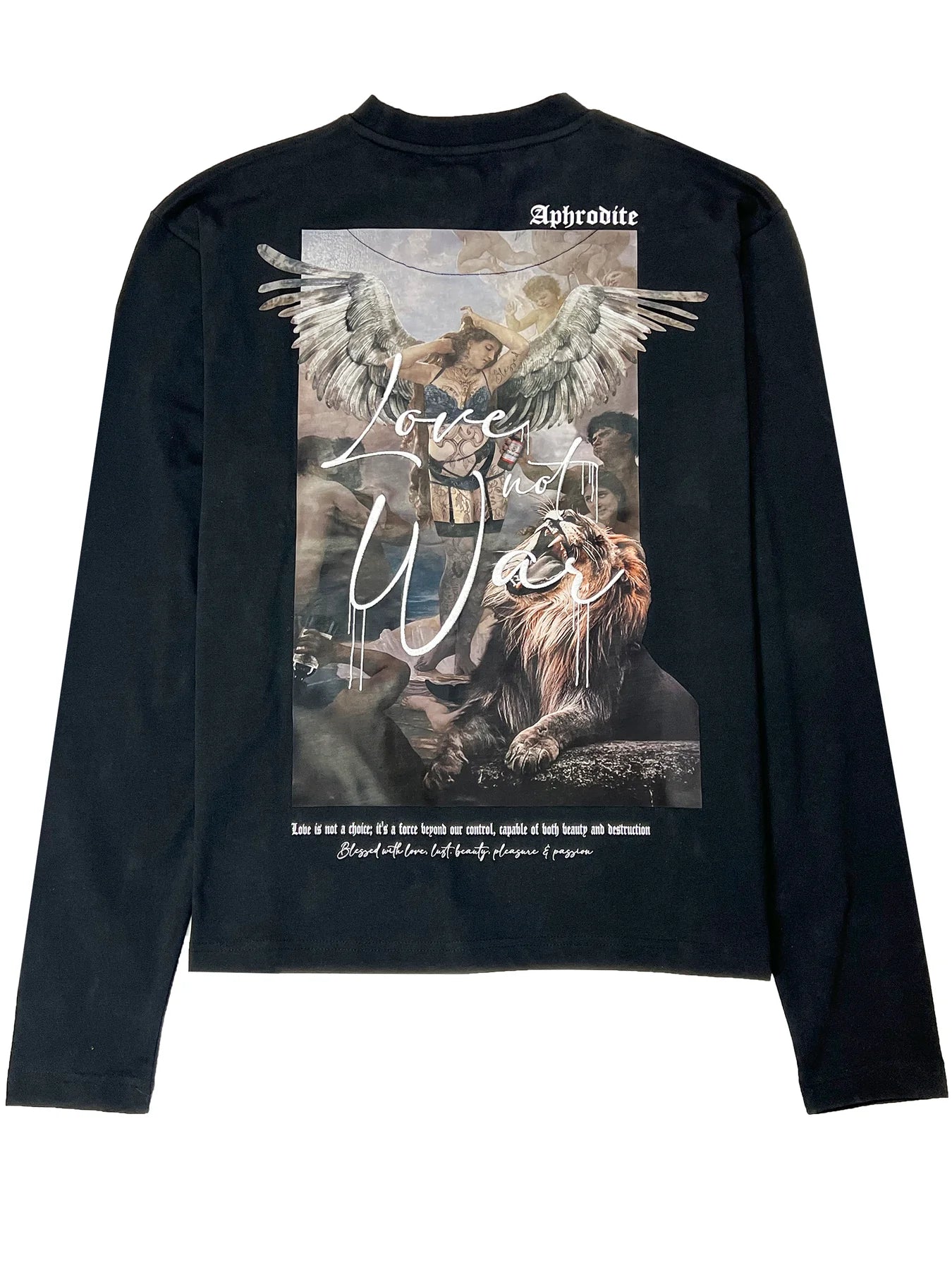 Blessed Aphrodite long sleeved boxy Tee - black