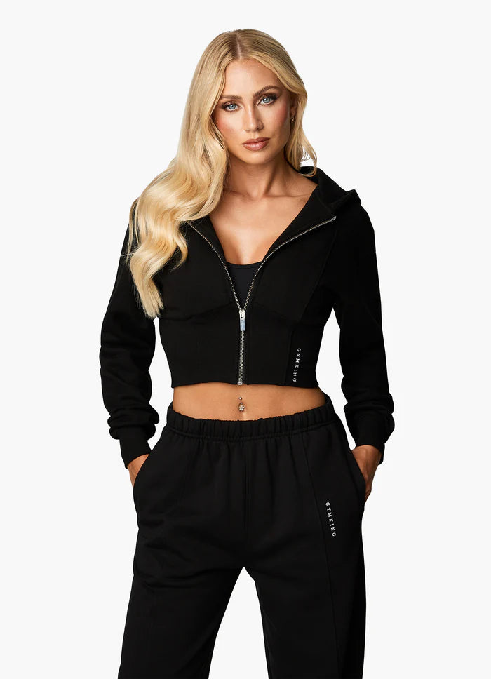 Gym King Malibu Corset Detail FZ Hood - Black