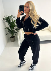 Gym King Malibu Corset Detail FZ Hood - Black