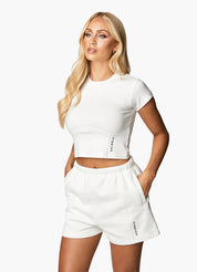 Gym King Malibu Corset Detail Crop Tee - Cream