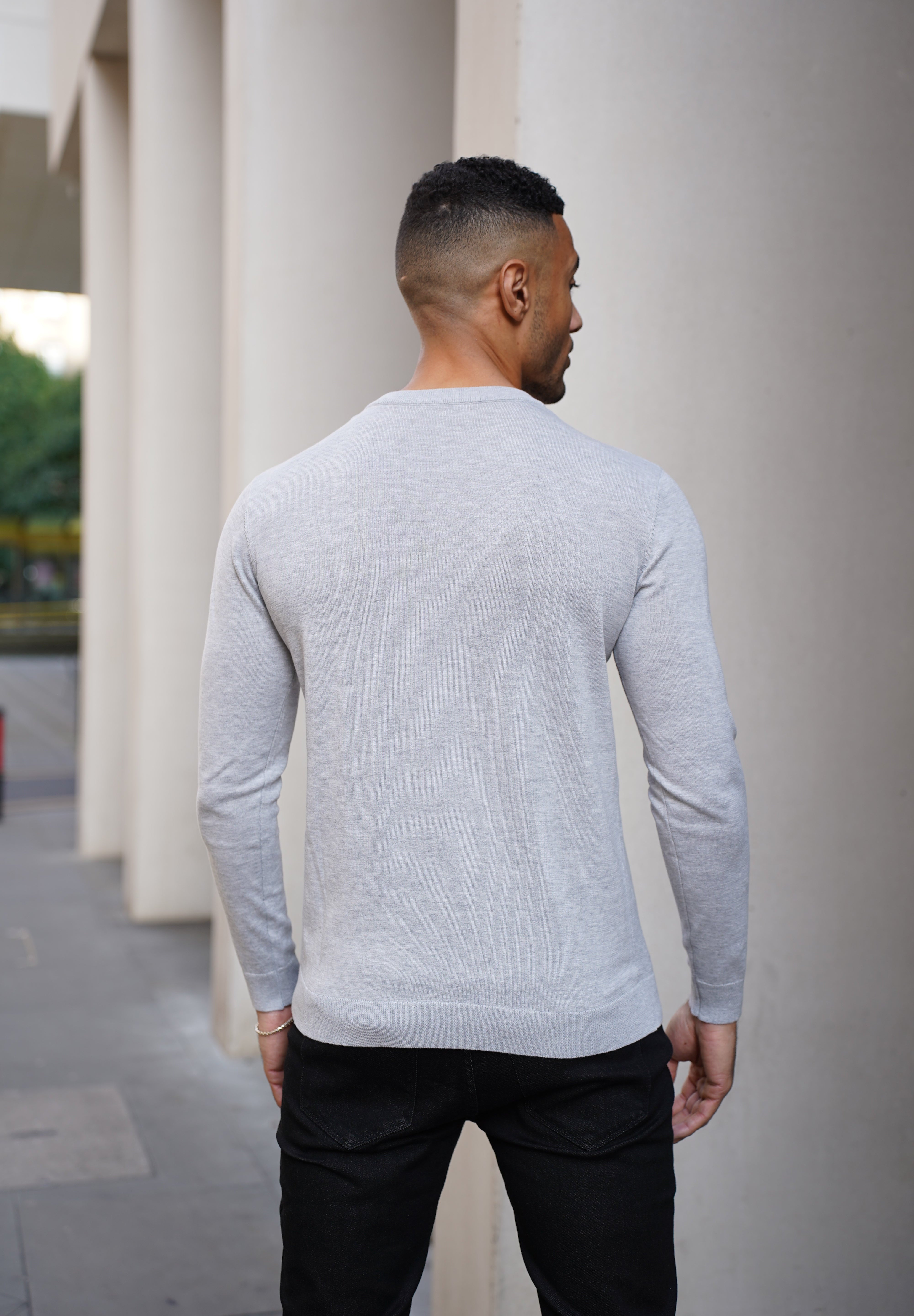Capo Egyptian Cotton Crew Neck Jumper - Grey