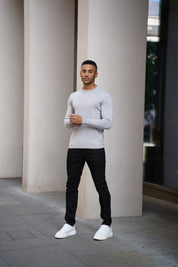 Capo Egyptian Cotton Crew Neck Jumper - Grey