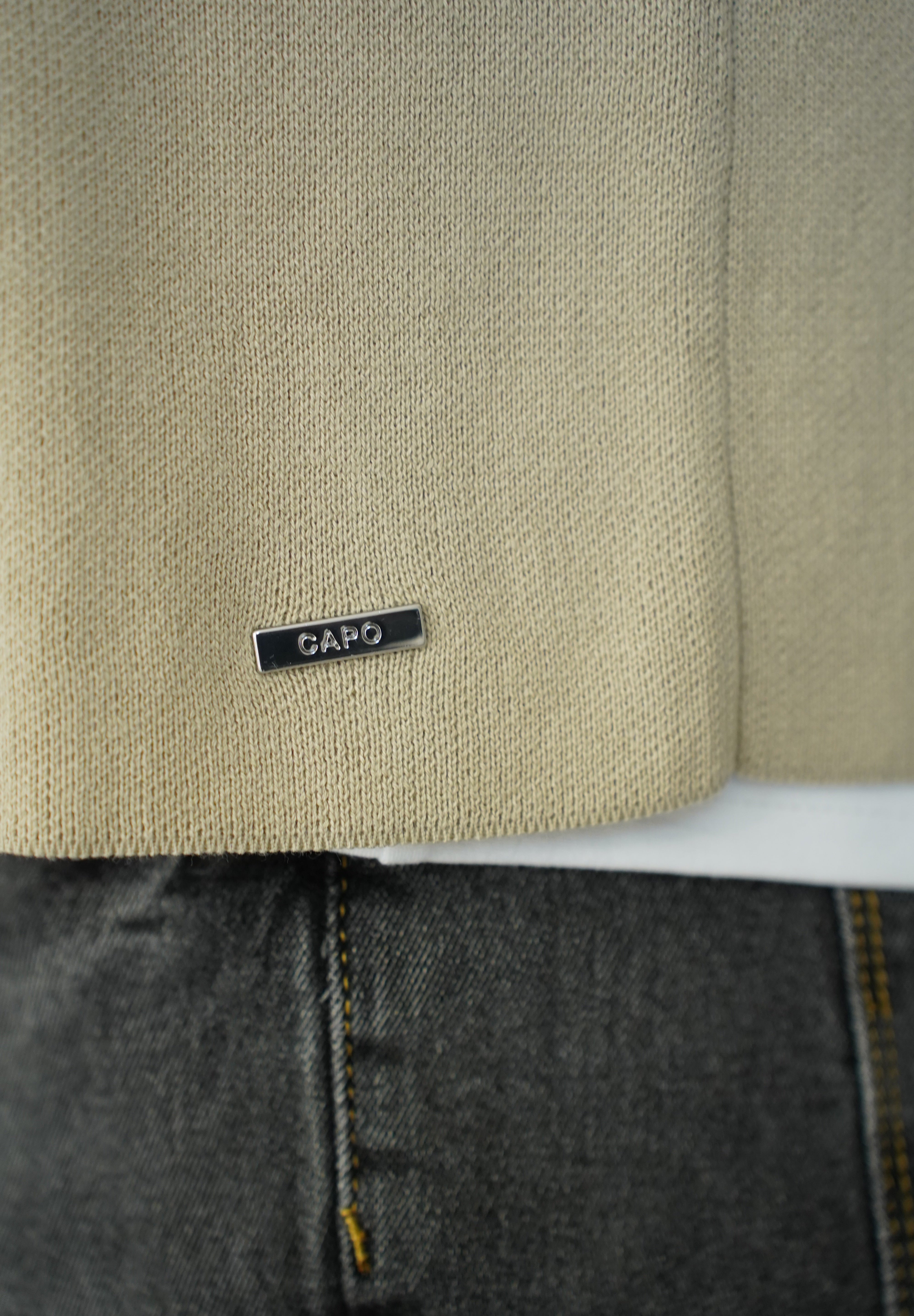 Capo Full Zip Double Pocket Cardigan - Stone