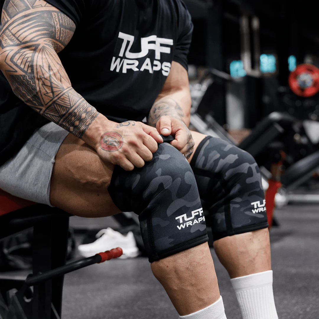 TUFF 7mm Competition Knee Sleeves (Black Camo)