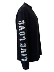 Blessed Live Love Forgive long sleeved boxy Tee - black