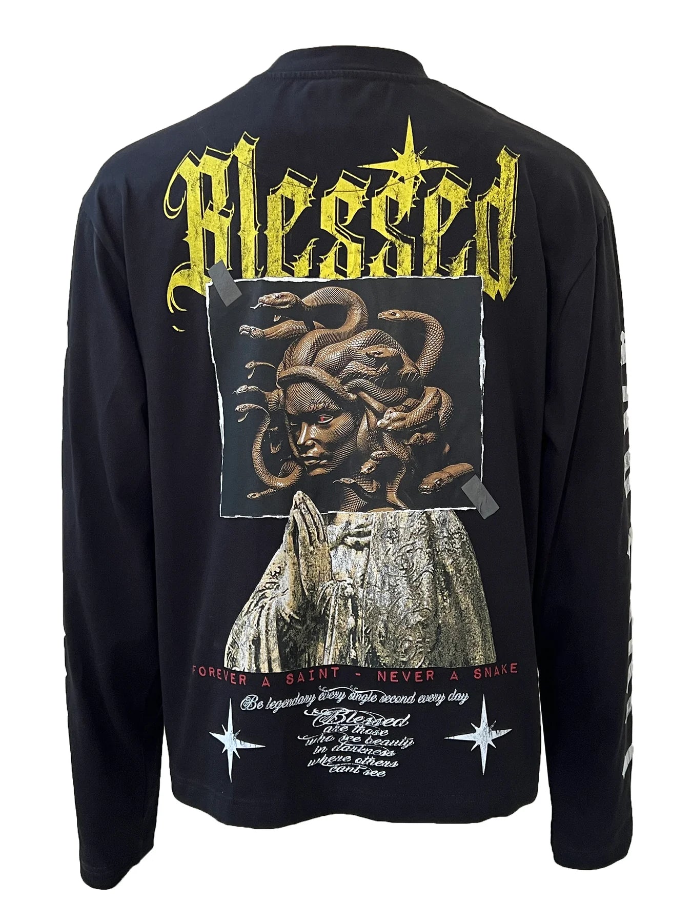 Blessed Live Love Forgive long sleeved boxy Tee - black
