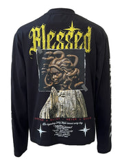 Blessed Live Love Forgive long sleeved boxy Tee - black