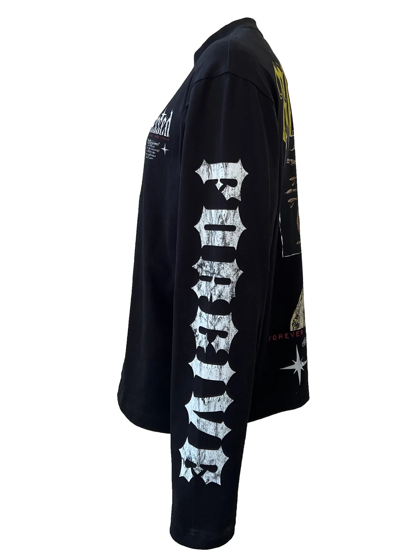 Blessed Live Love Forgive long sleeved boxy Tee - black