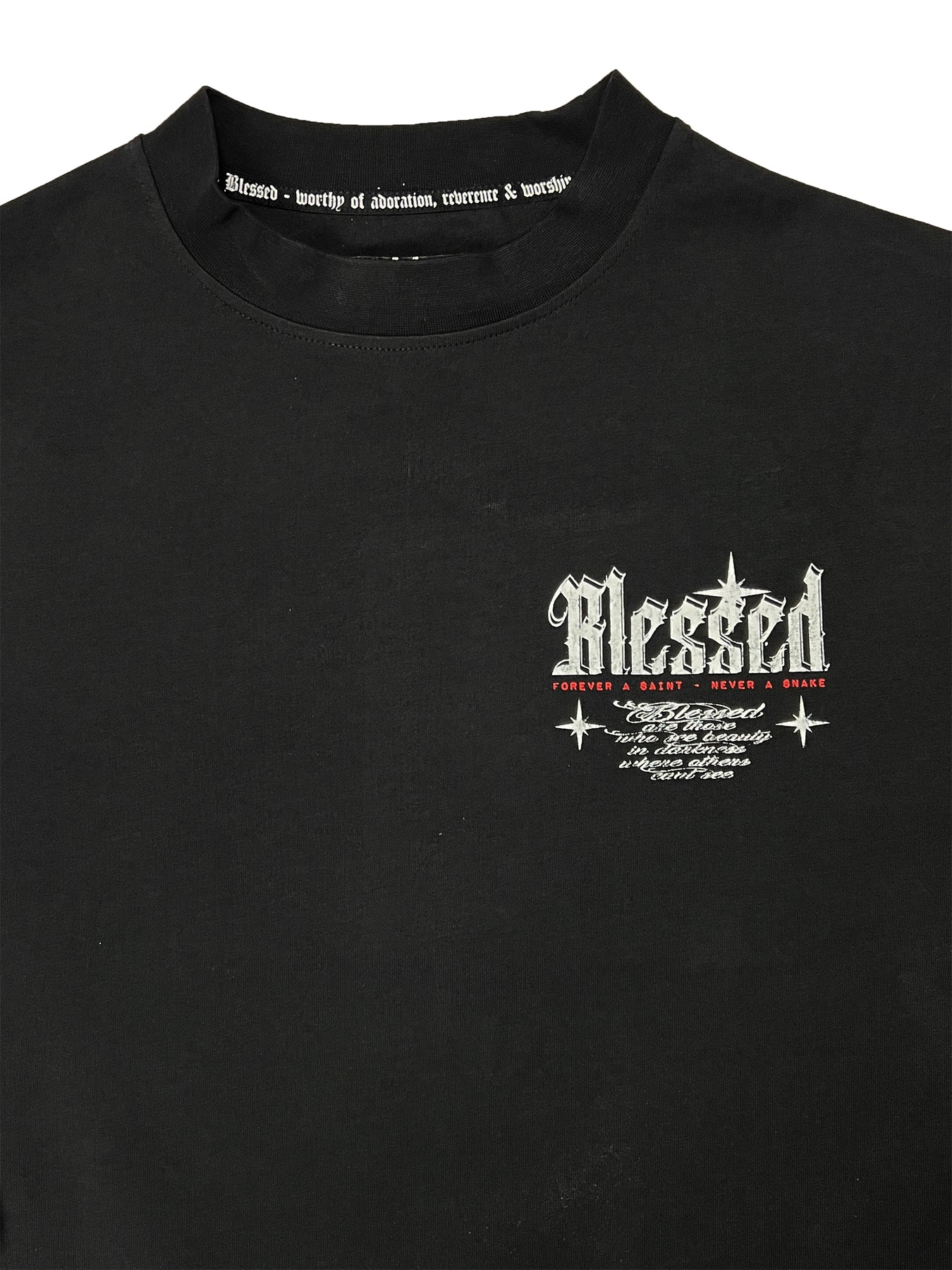 Blessed Live Love Forgive long sleeved boxy Tee - black