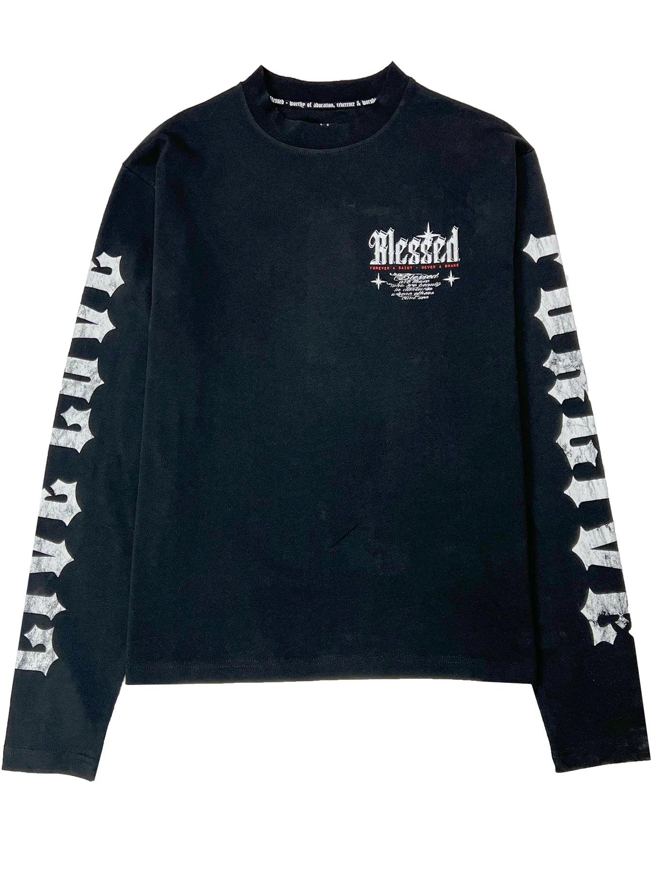 Blessed Live Love Forgive long sleeved boxy Tee - black