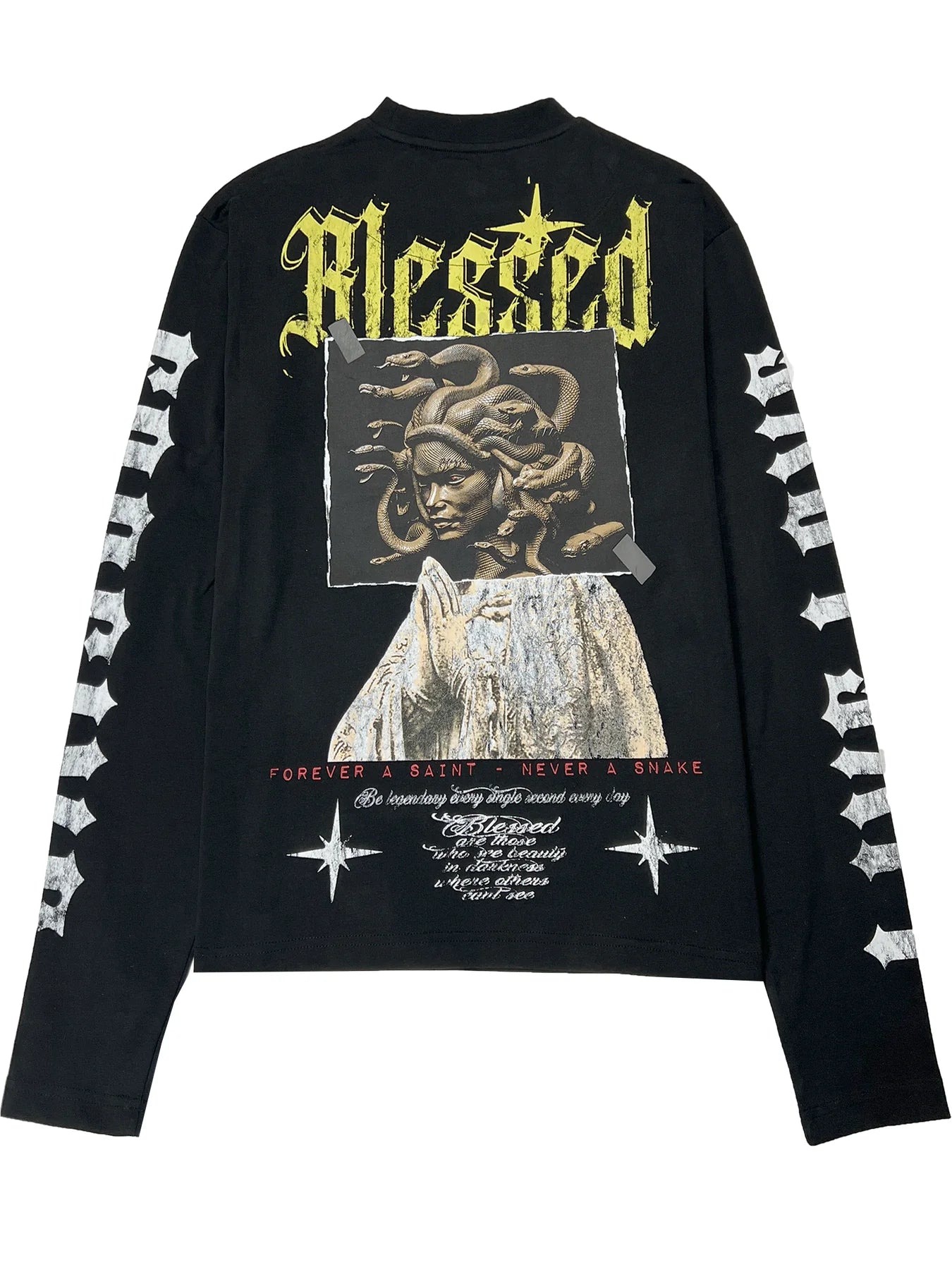 Blessed Live Love Forgive long sleeved boxy Tee - black