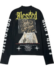 Blessed Live Love Forgive long sleeved boxy Tee - black
