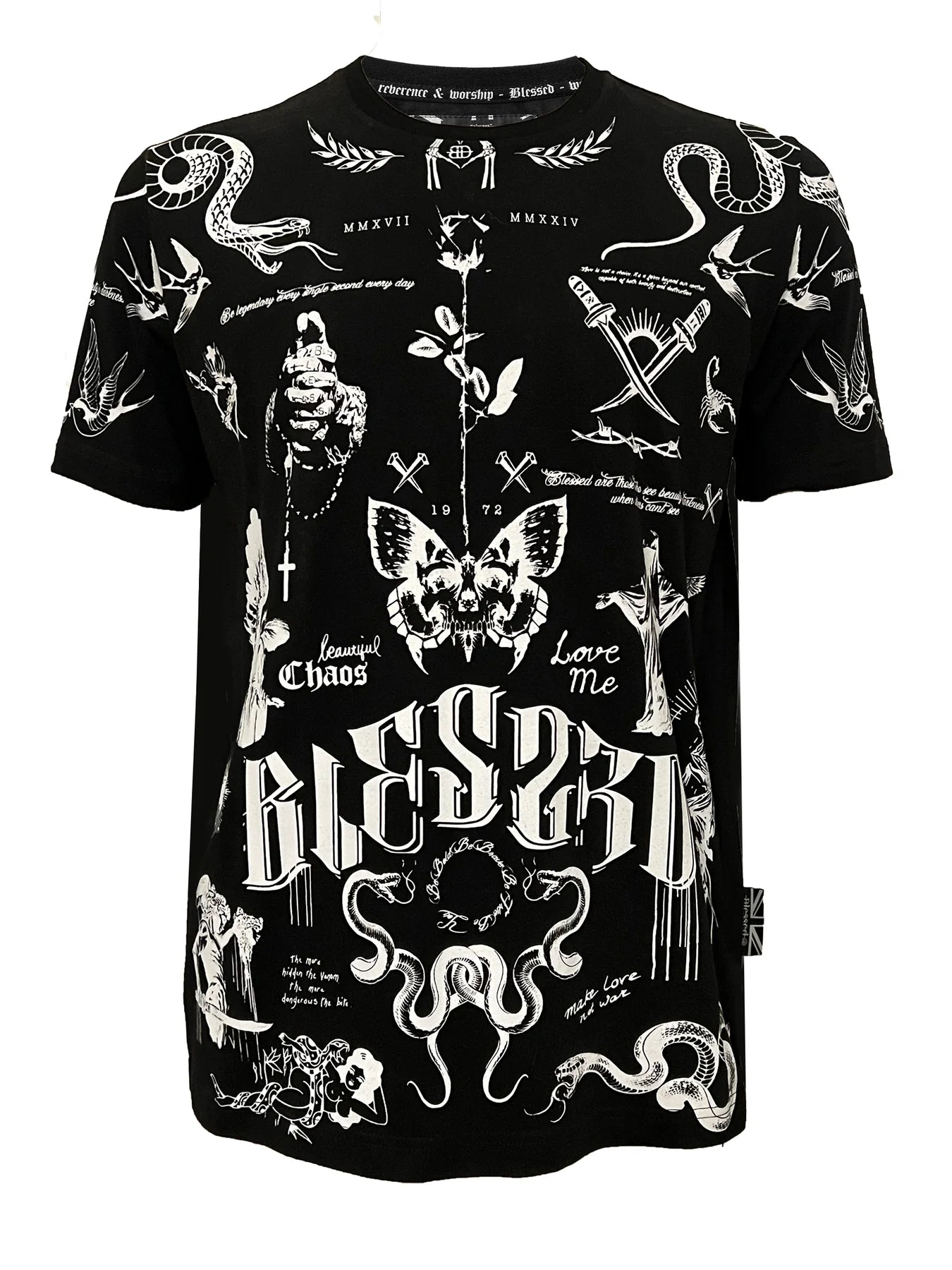 Blessed Vintage tattoo regular Tee - black