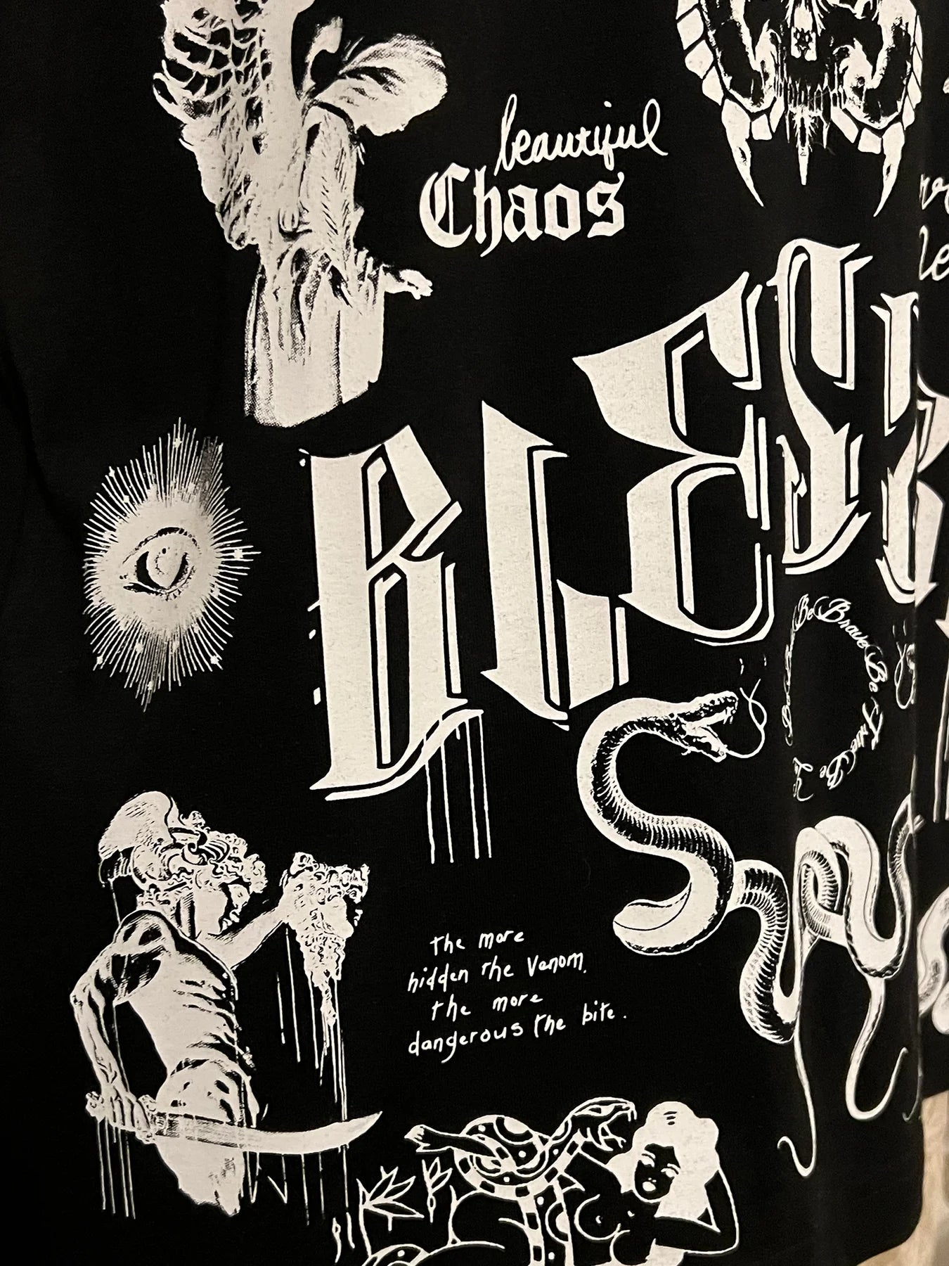 Blessed Vintage tattoo regular Tee - black