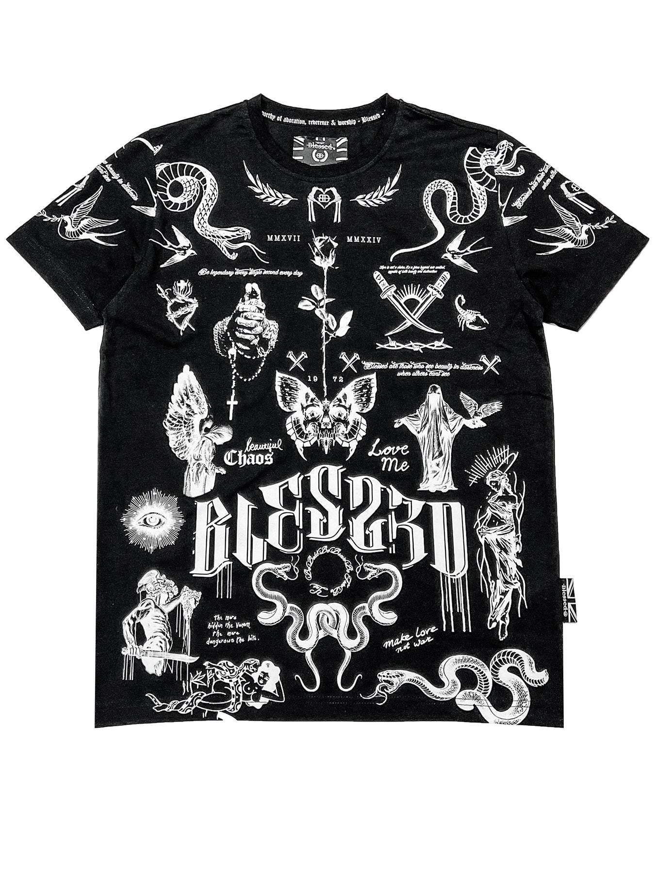 Blessed Vintage tattoo regular Tee - black