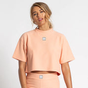 Womens Level Up Rib Crop T-Shirt - Peach