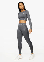 Gym King Seamless Results Long Sleeve Crop - Smoke Grey Marl