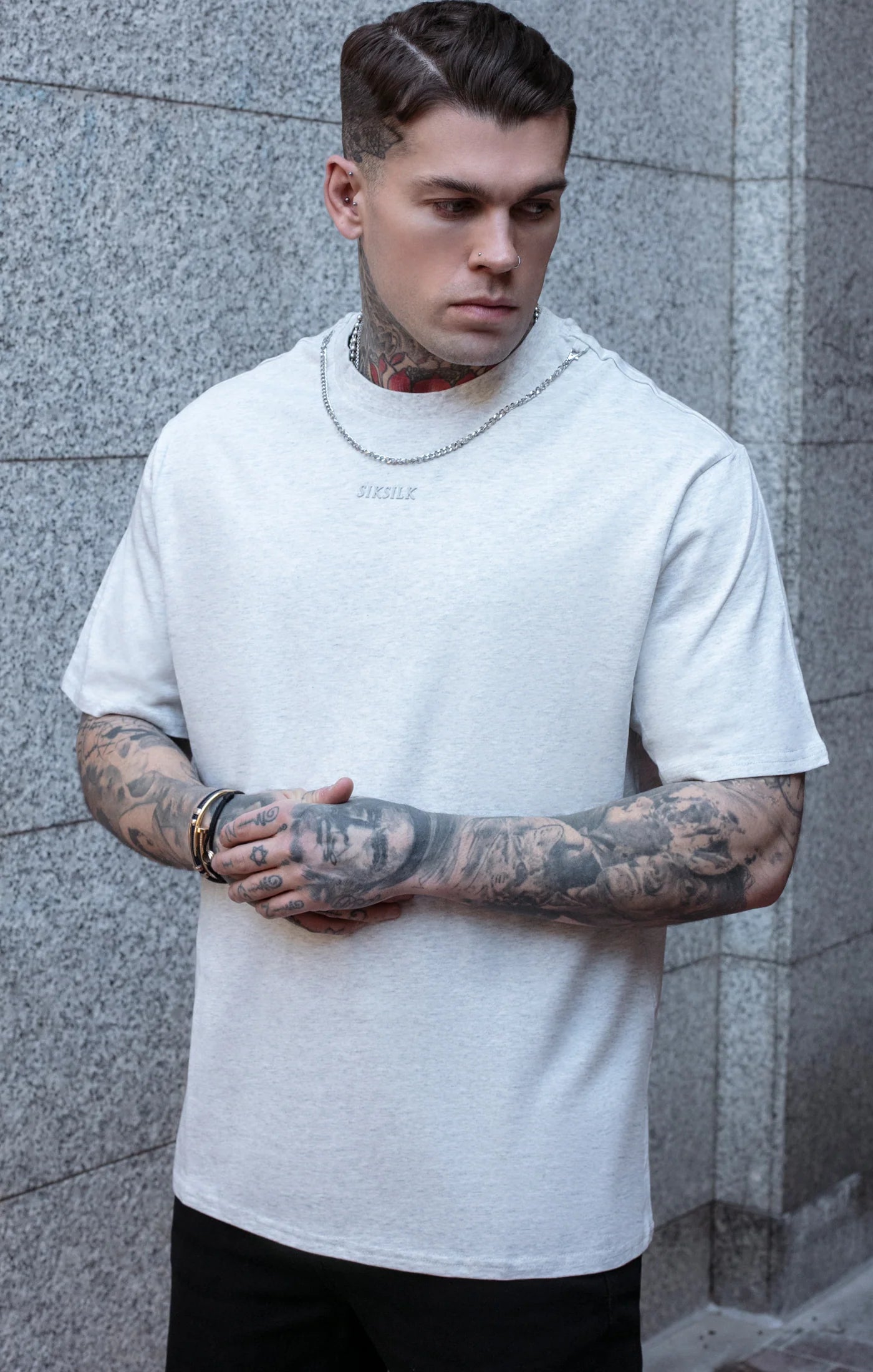 Snow Marl Oversized Chain T-Shirt