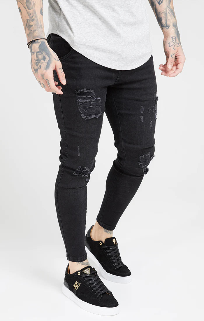Black Washed Essential Distressed Skinny Jean
