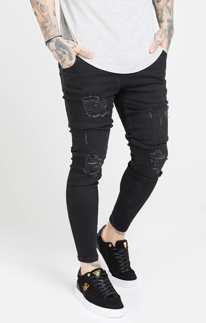 Black Washed Essential Distressed Skinny Jean