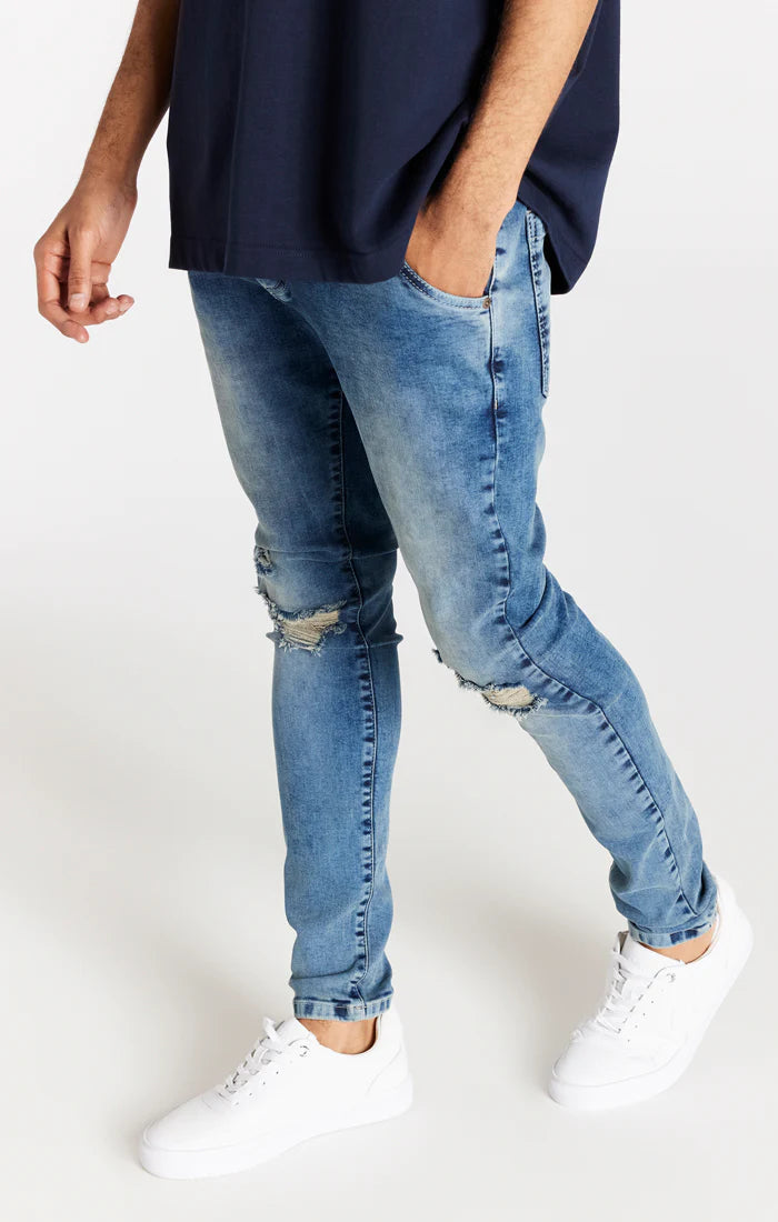 Light Blue Distressed Slim Fit Jean