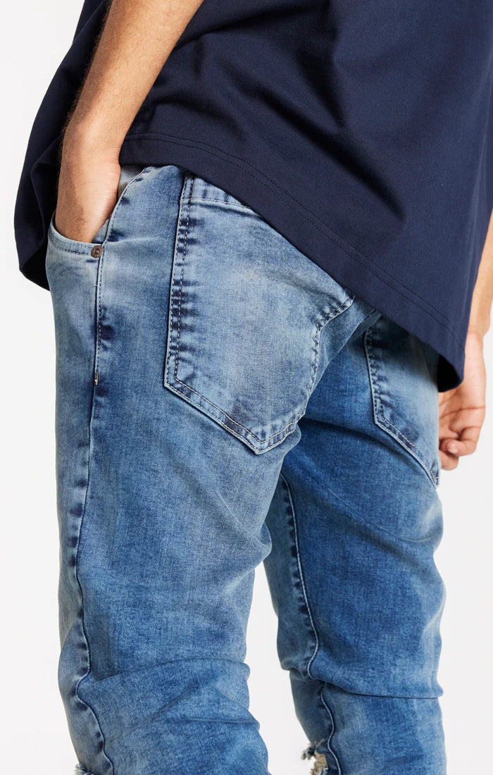 Light Blue Distressed Slim Fit Jean