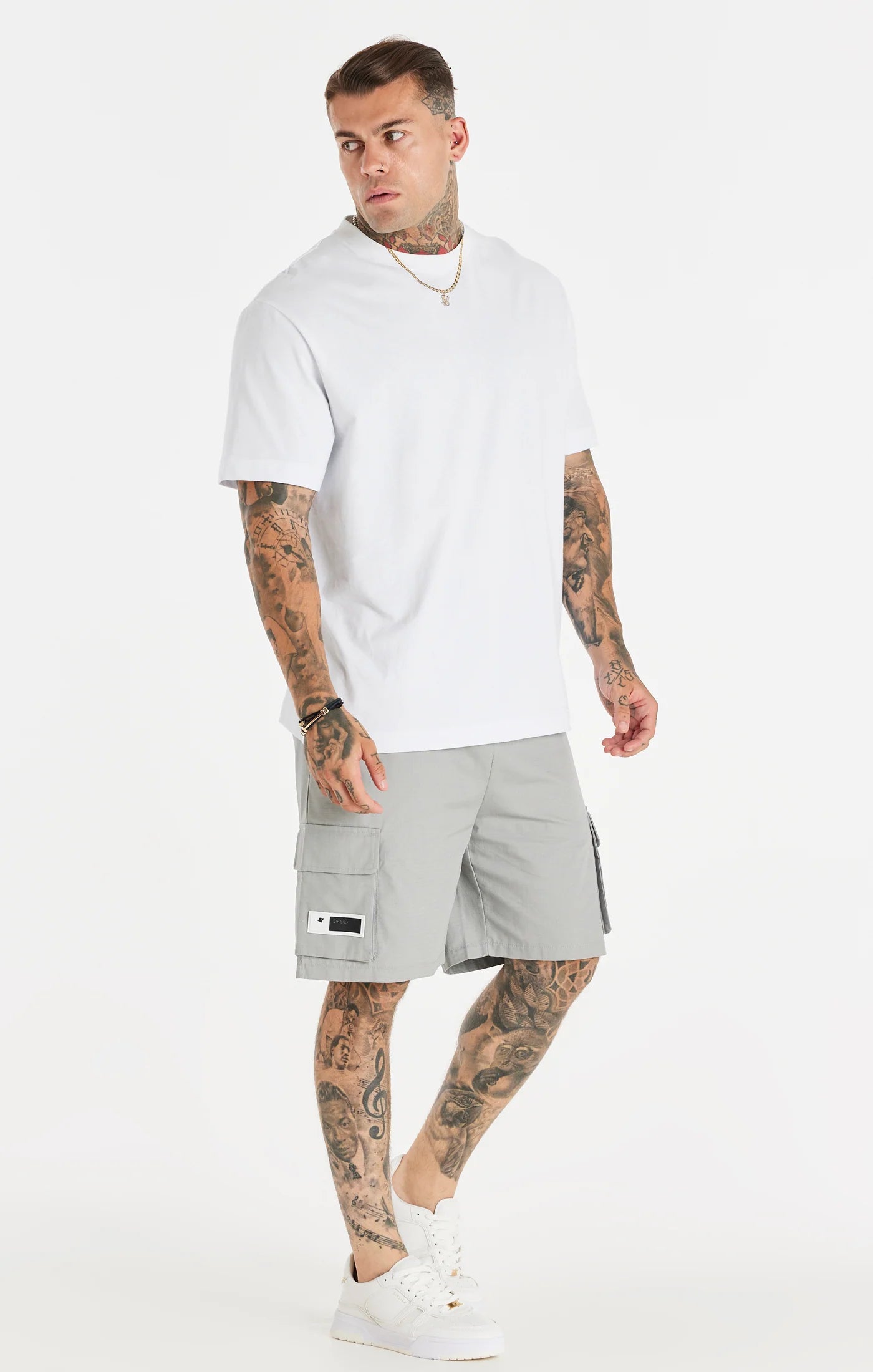 White Relaxed Printed Chain T-Shirt
