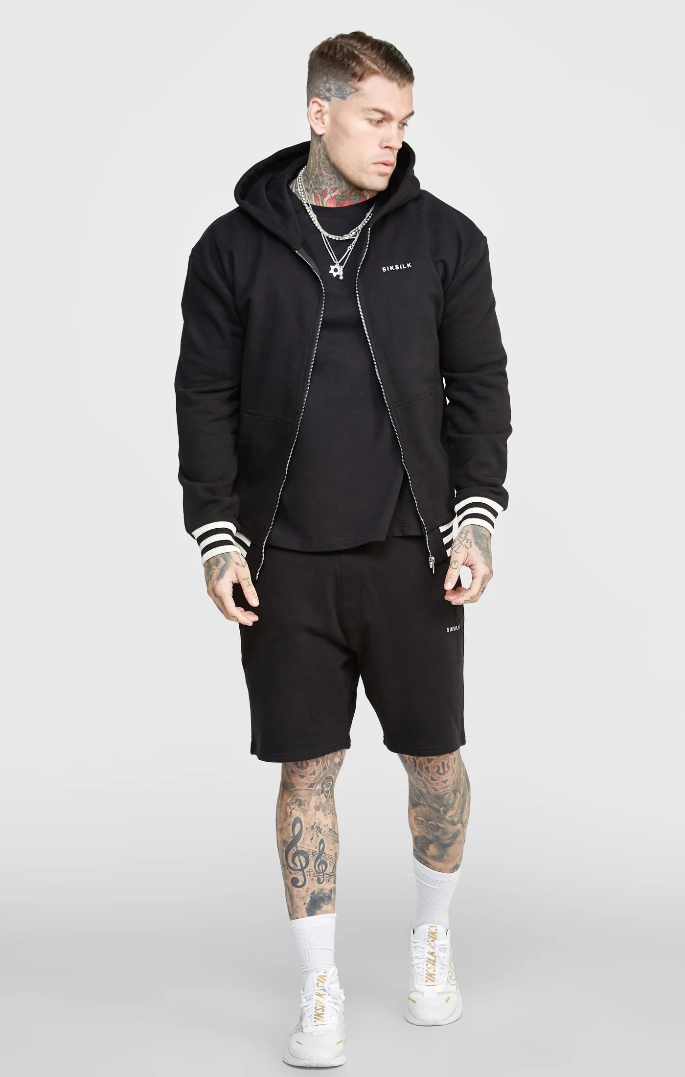 Black Back Logo Zip-Thru Hoodie