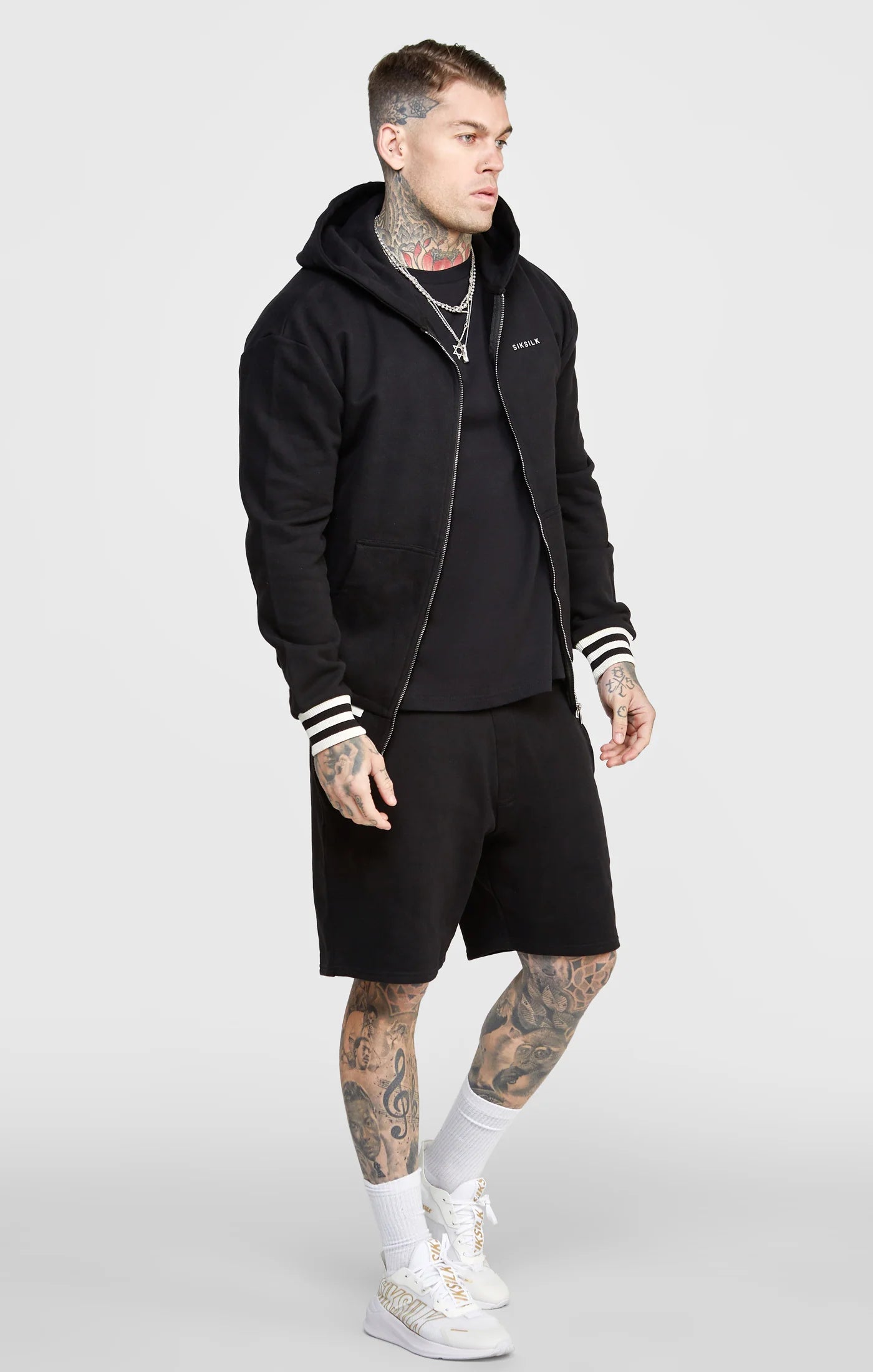 Black Back Logo Zip-Thru Hoodie