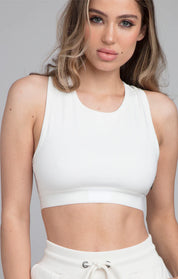 SikSilk Woven Badge Racerback Bralette - White