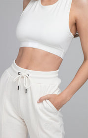 SikSilk Woven Badge Racerback Bralette - White