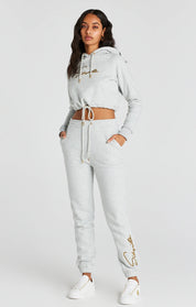 Grey Marl Signature Crop Hoodie