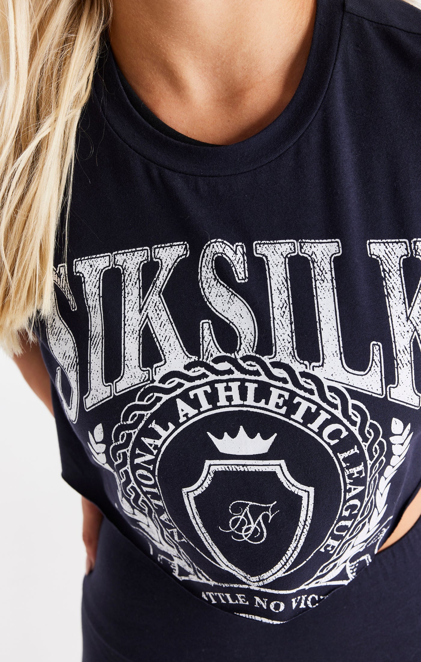 Navy Varsity Cropped T-Shirt