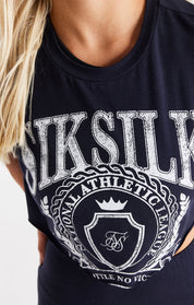 Navy Varsity Cropped T-Shirt