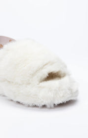 White Fluffy Slide Slipper