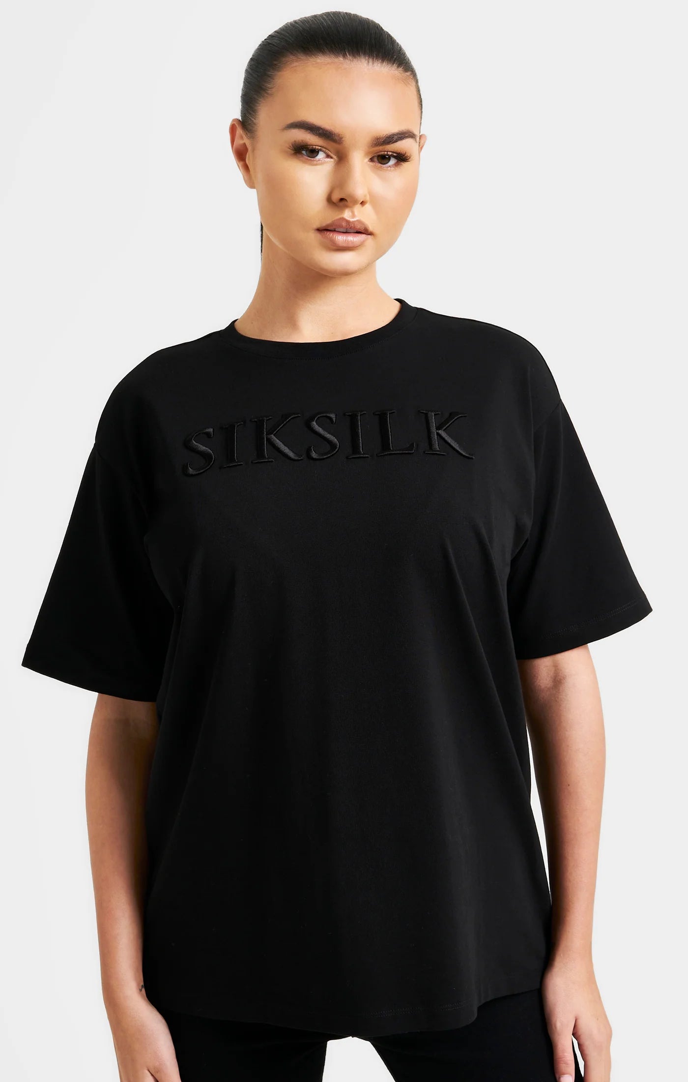 Black Embroidered Boyfriend T-Shirt