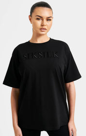 Black Embroidered Boyfriend T-Shirt