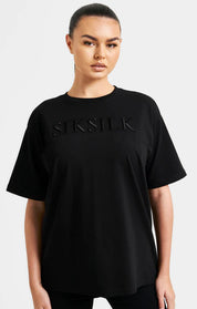 Black Embroidered Boyfriend T-Shirt