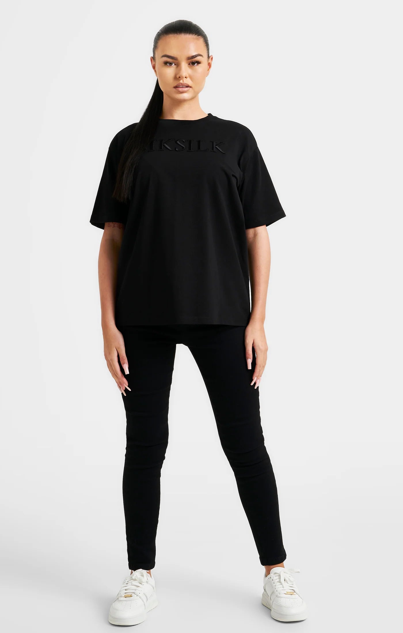 Black Embroidered Boyfriend T-Shirt