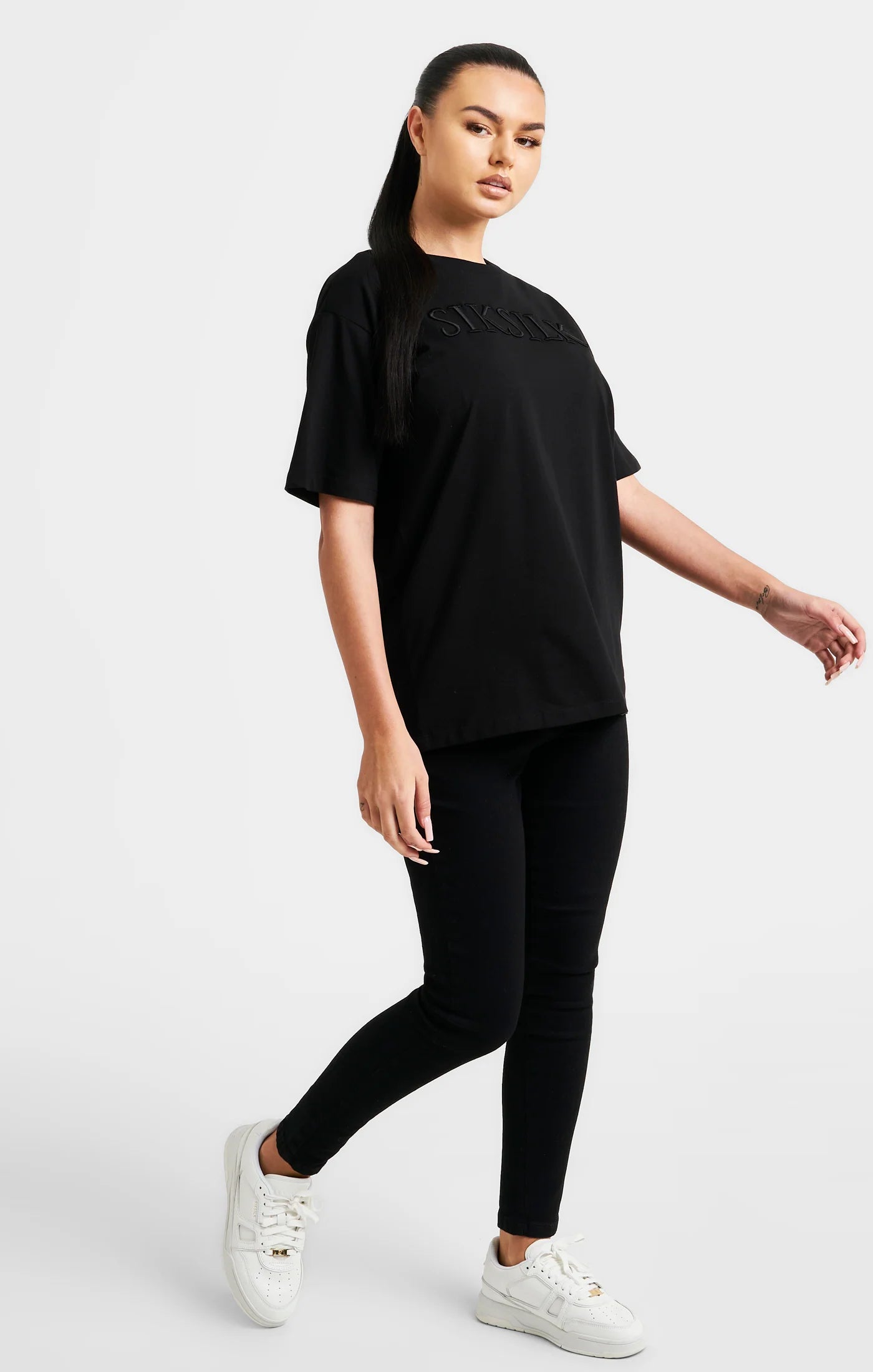 Black Embroidered Boyfriend T-Shirt