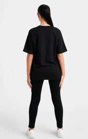 Black Embroidered Boyfriend T-Shirt